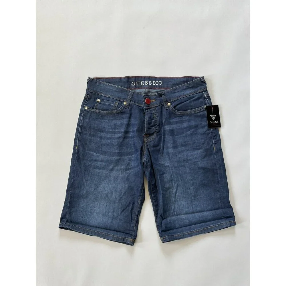 Guess Men's Eco Slim Fit  Short Feather Weight Denim In Blue Size 29